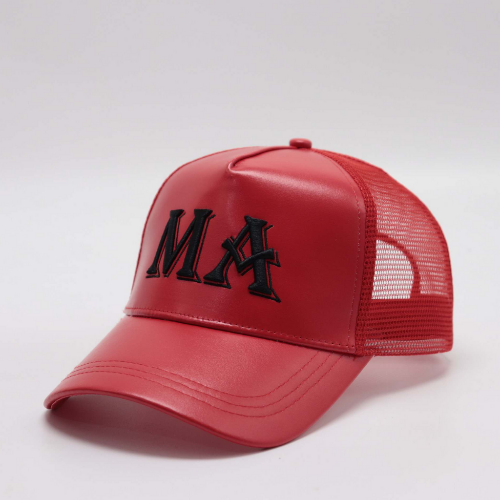 MA Leather Red Trucker Hat
